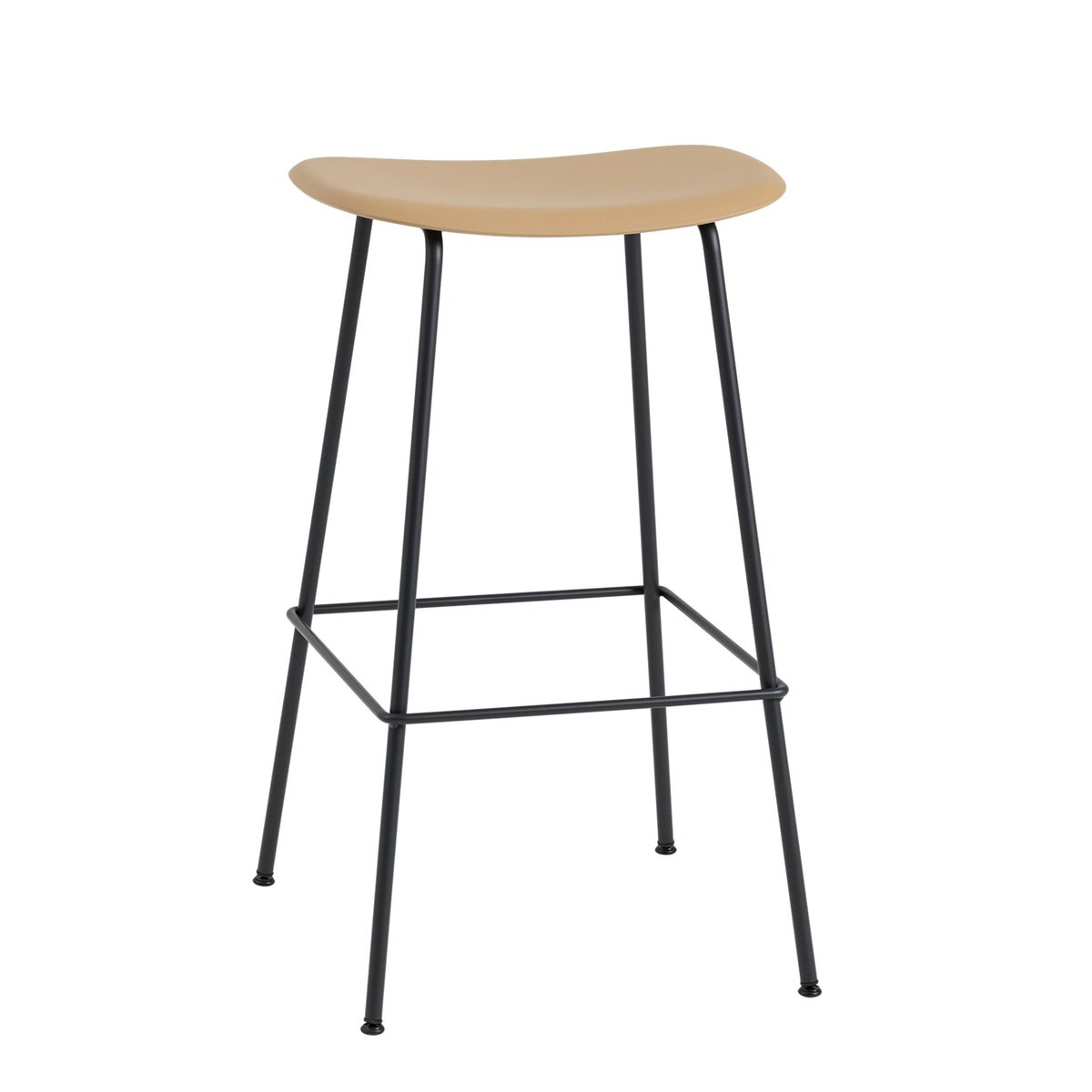 Muuto Fiber Tube Bar Chair 75 Cm Ochre-Black | Scandinavian Design | Bar stools | Yellow