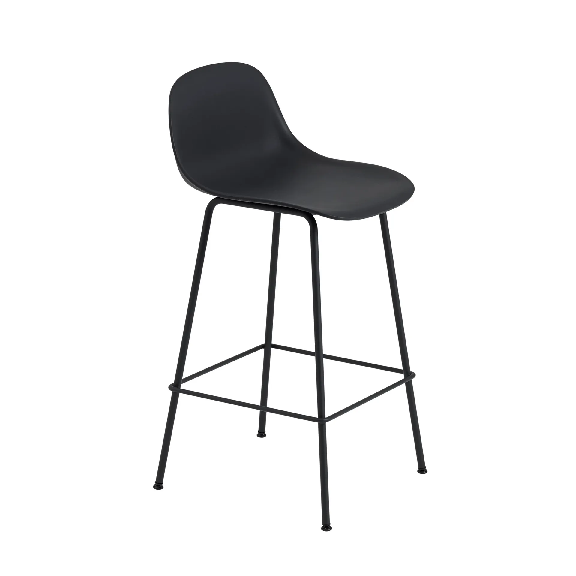 Fiber Tube Bar Chair With Back Rest 65 Cm, Black Muuto