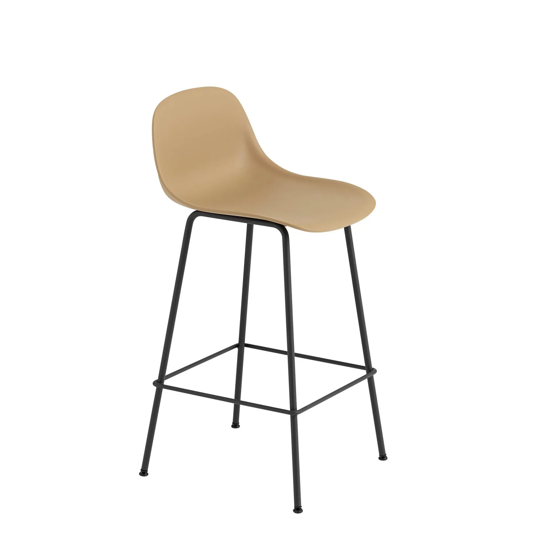 Fiber Tube Bar Chair With Back Rest 65 Cm, Ochre-Black (plastic) Muuto