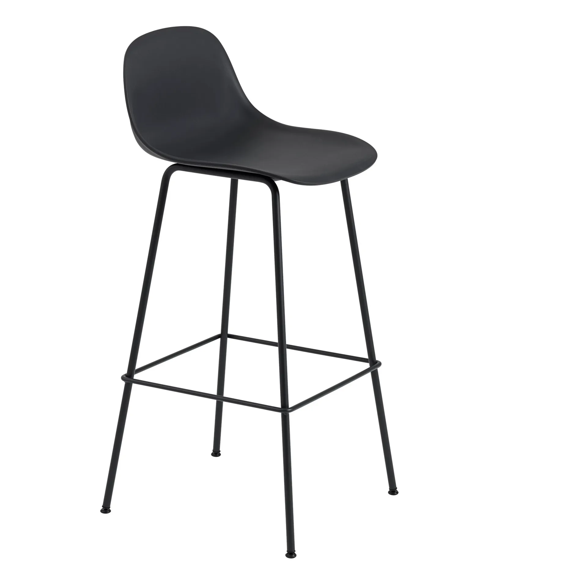 Fiber Tube Bar Chair With Back Rest 75 Cm, Black Muuto