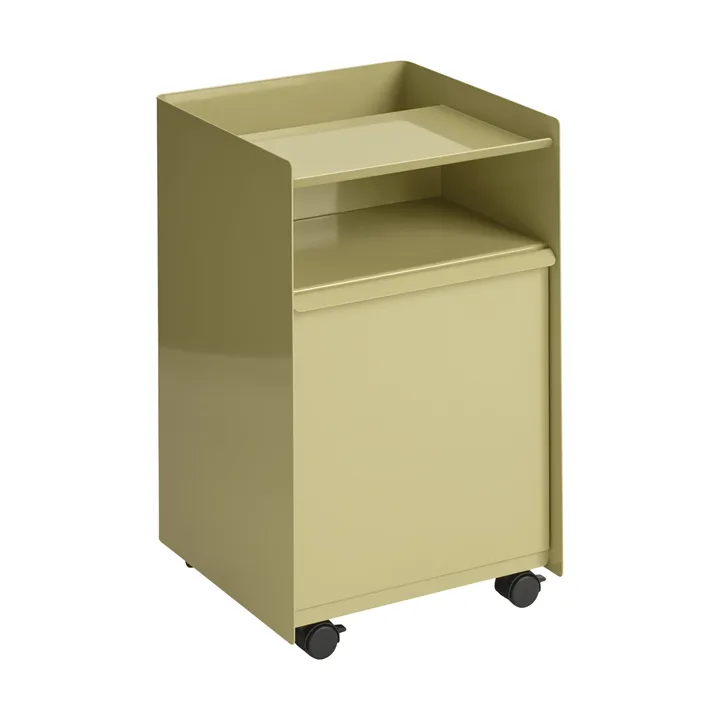 Folded Trolley rolling trolley with drawer - Dark beige green - Muuto