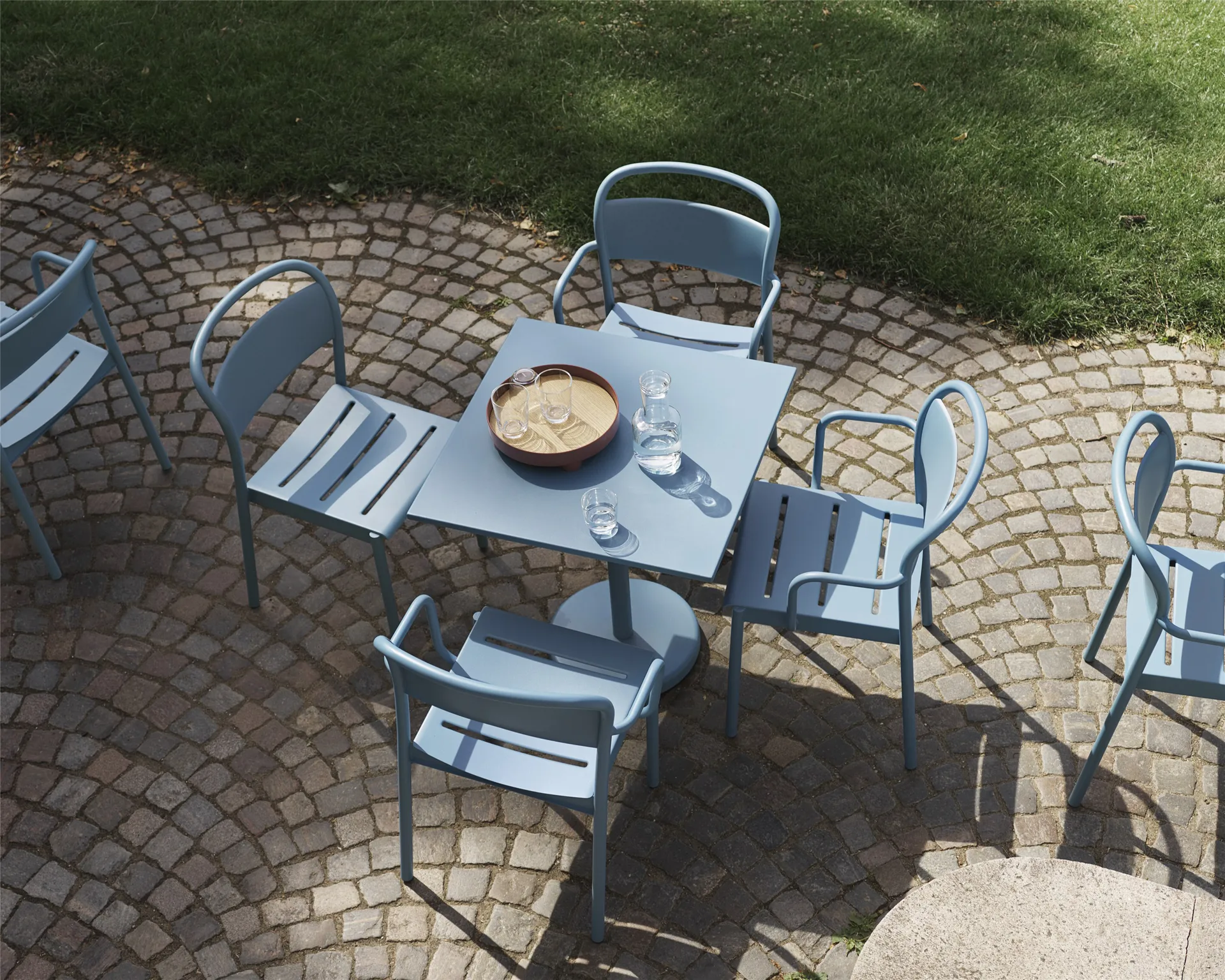 Linear steel armchair, Pale blue Muuto