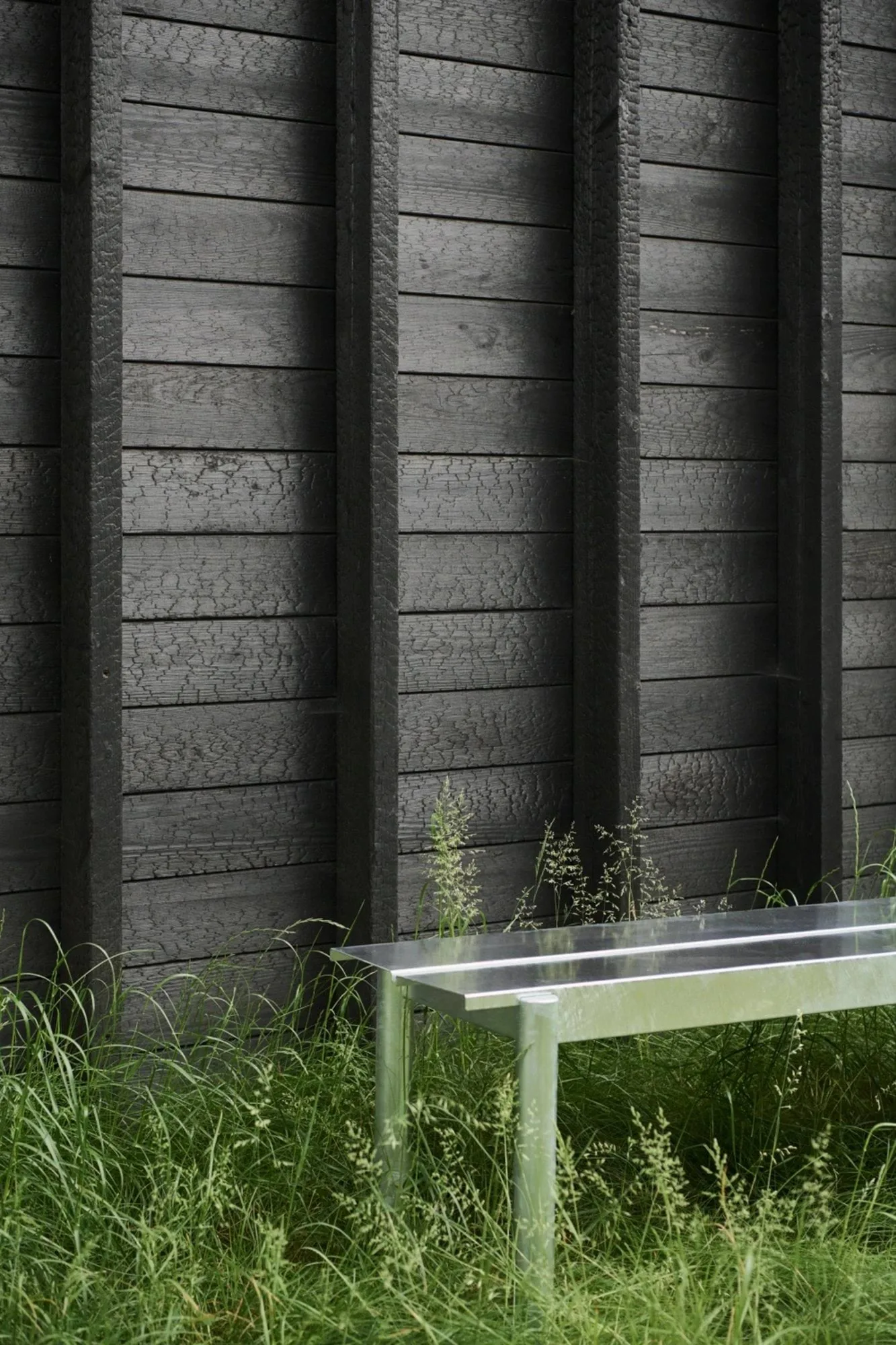 Linear steel bench 110 cm, Warm galvanized steel Muuto