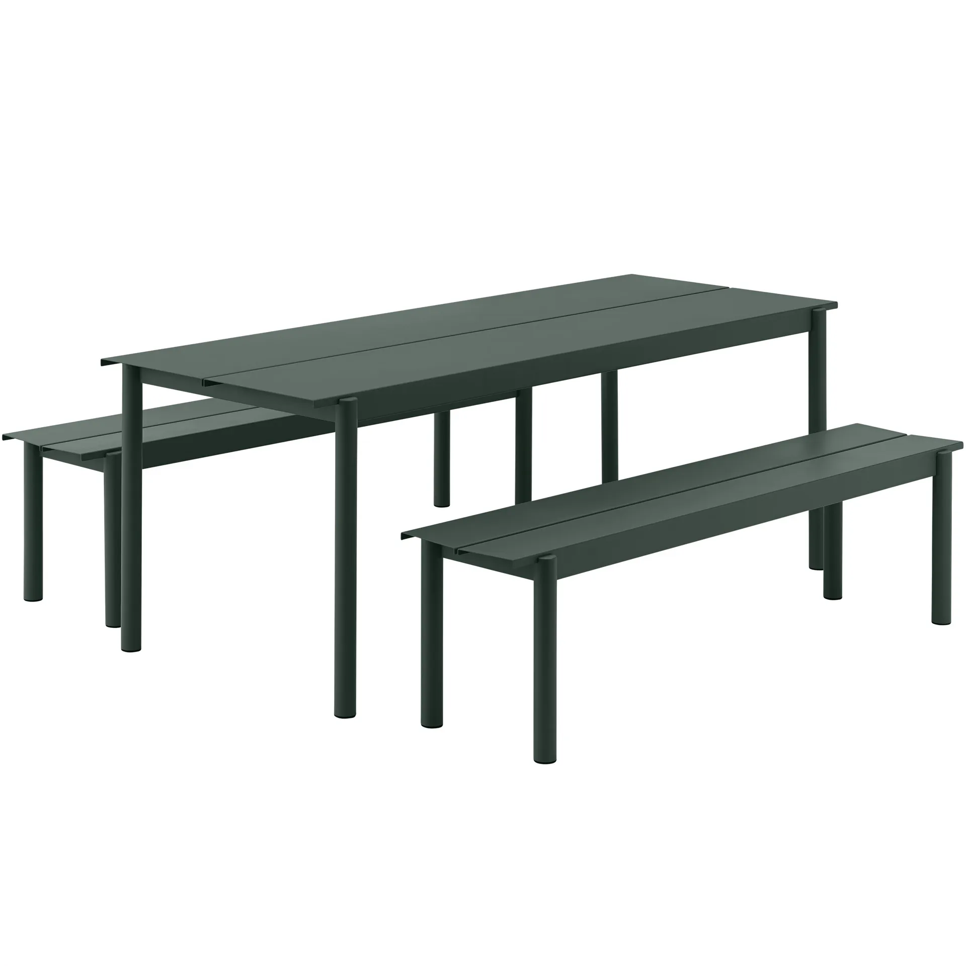 Linear steel bench 170 cm, Dark green Muuto