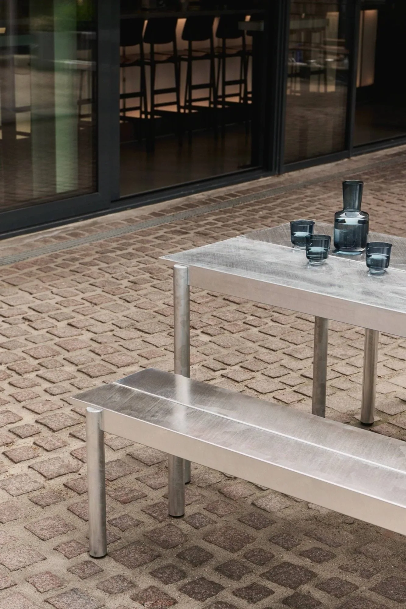 Linear steel bench 170 cm, Warm galvanized steel Muuto