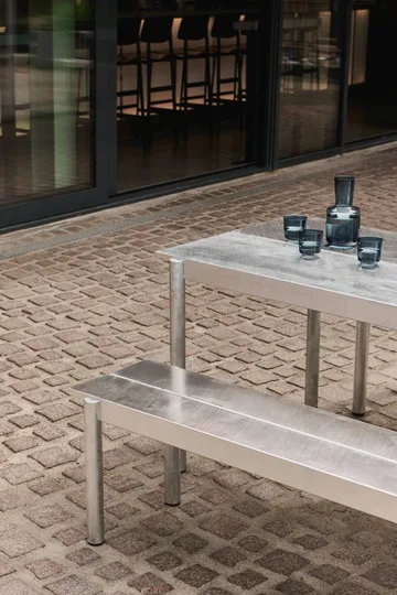Linear steel bench 170 cm - Warm galvanized steel - Muuto