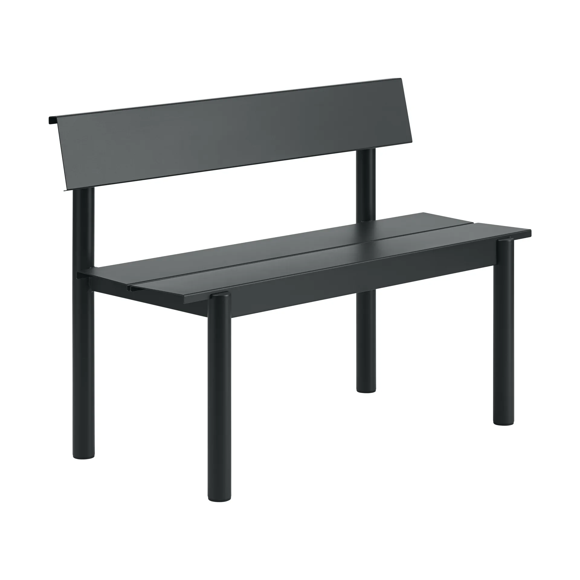 Linear Steel bench with backrest, Black, 110x34 cm Muuto