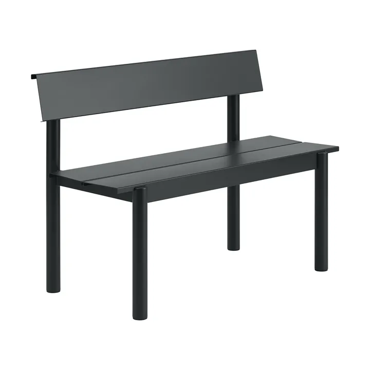 Linear Steel bench with backrest - Black, 110x34 cm - Muuto