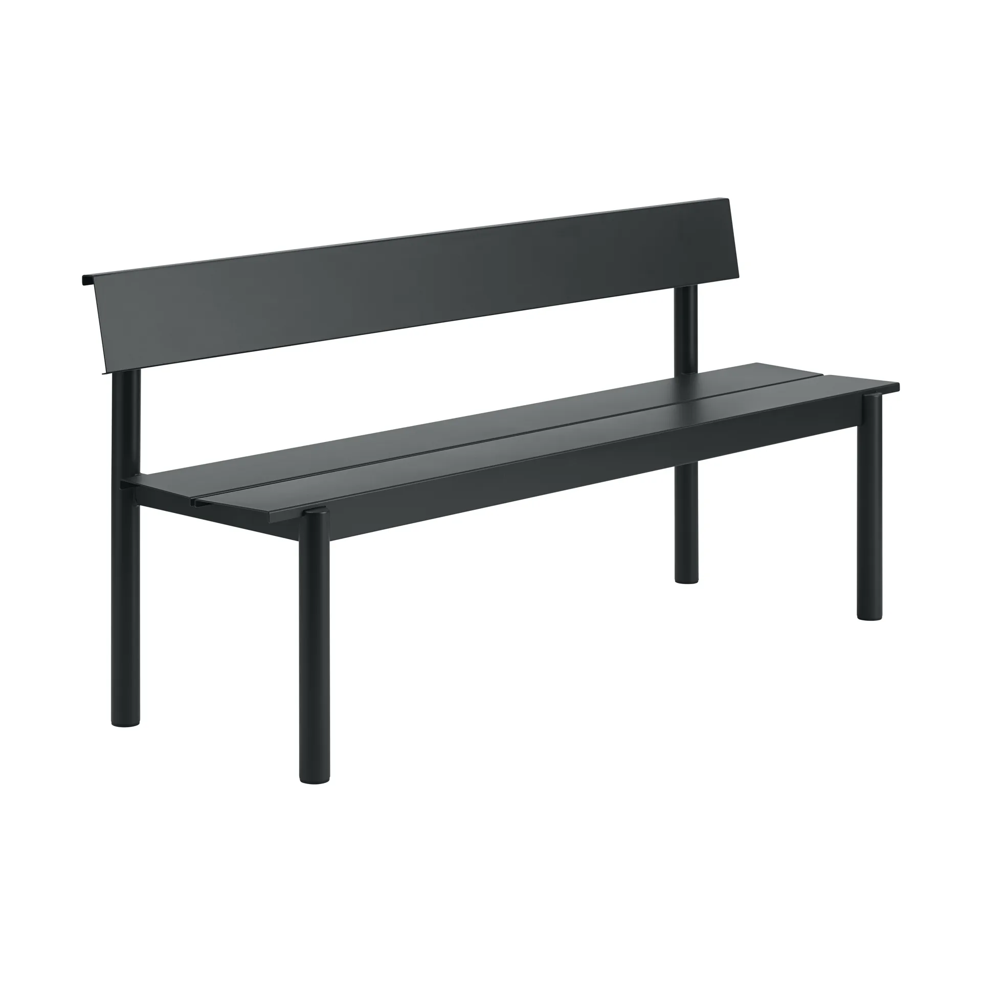 Linear Steel bench with backrest, Black, 170x34 cm Muuto