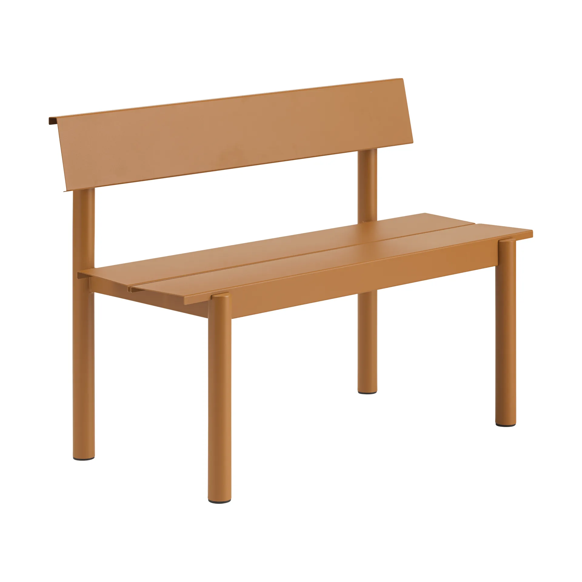 Linear Steel bench with backrest, Burnt orange, 110x34 cm Muuto