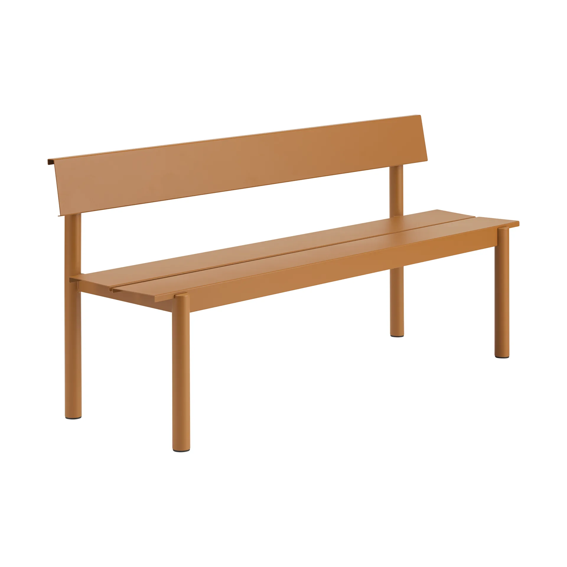 Linear Steel bench with backrest, Burnt orange, 170x34 cm Muuto
