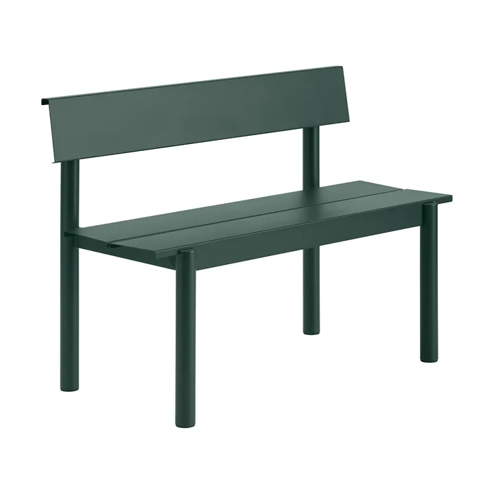 Linear Steel bench with backrest - Dark green, 110x34 cm - Muuto