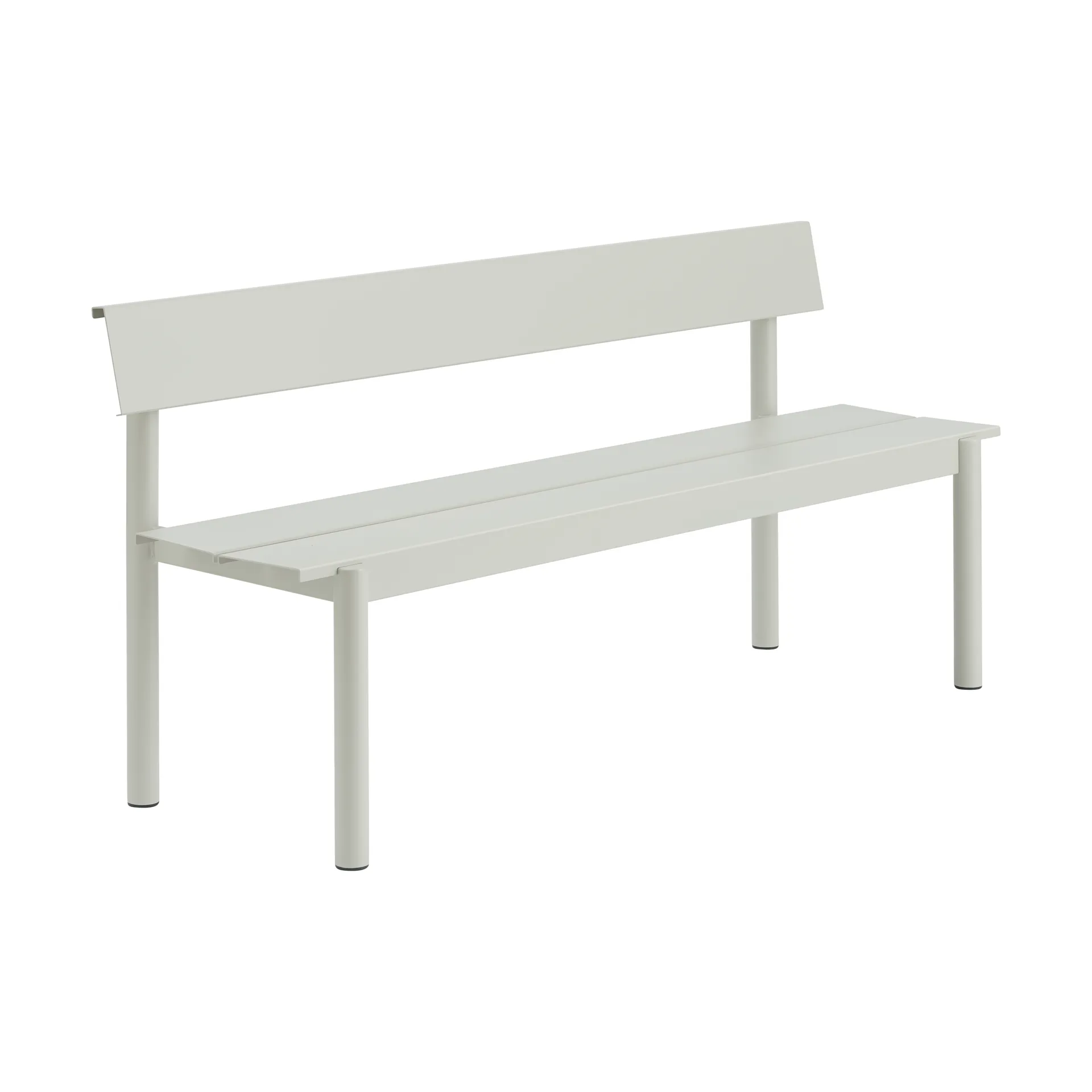 Linear Steel bench with backrest, Grey, 170x34 cm Muuto