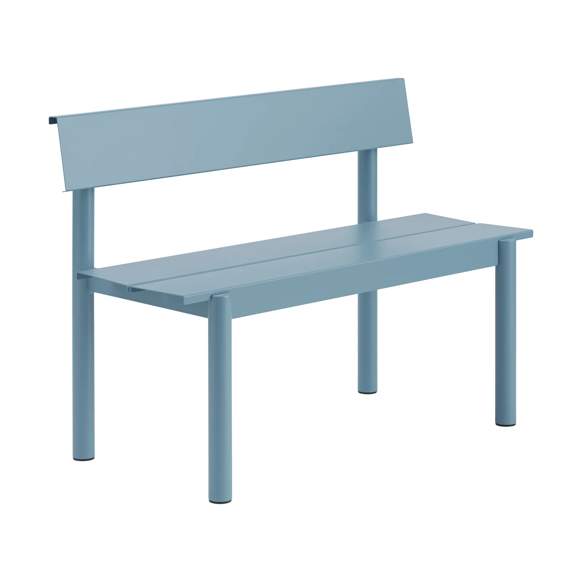 Linear Steel bench with backrest, Pale blue, 110x34 cm Muuto