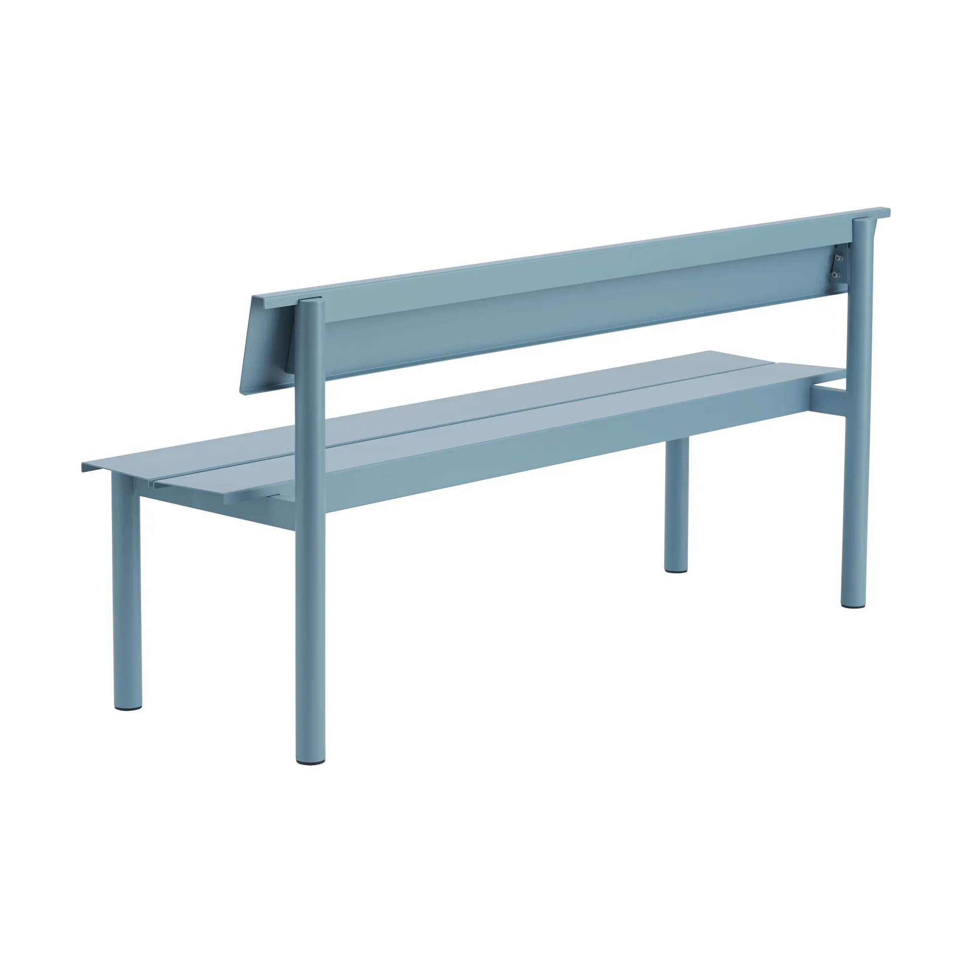 Linear Steel bench with backrest, Pale blue, 170x34 cm Muuto
