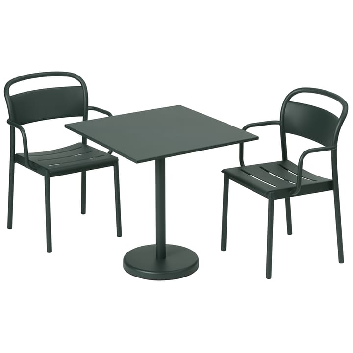 Linear steel table 70x70 cm - Dark green - Muuto