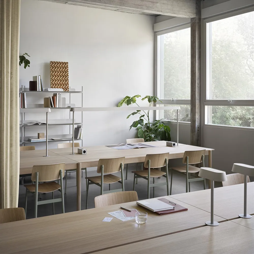 Linear System Middle Module table, White laminate-ABS-oak Muuto