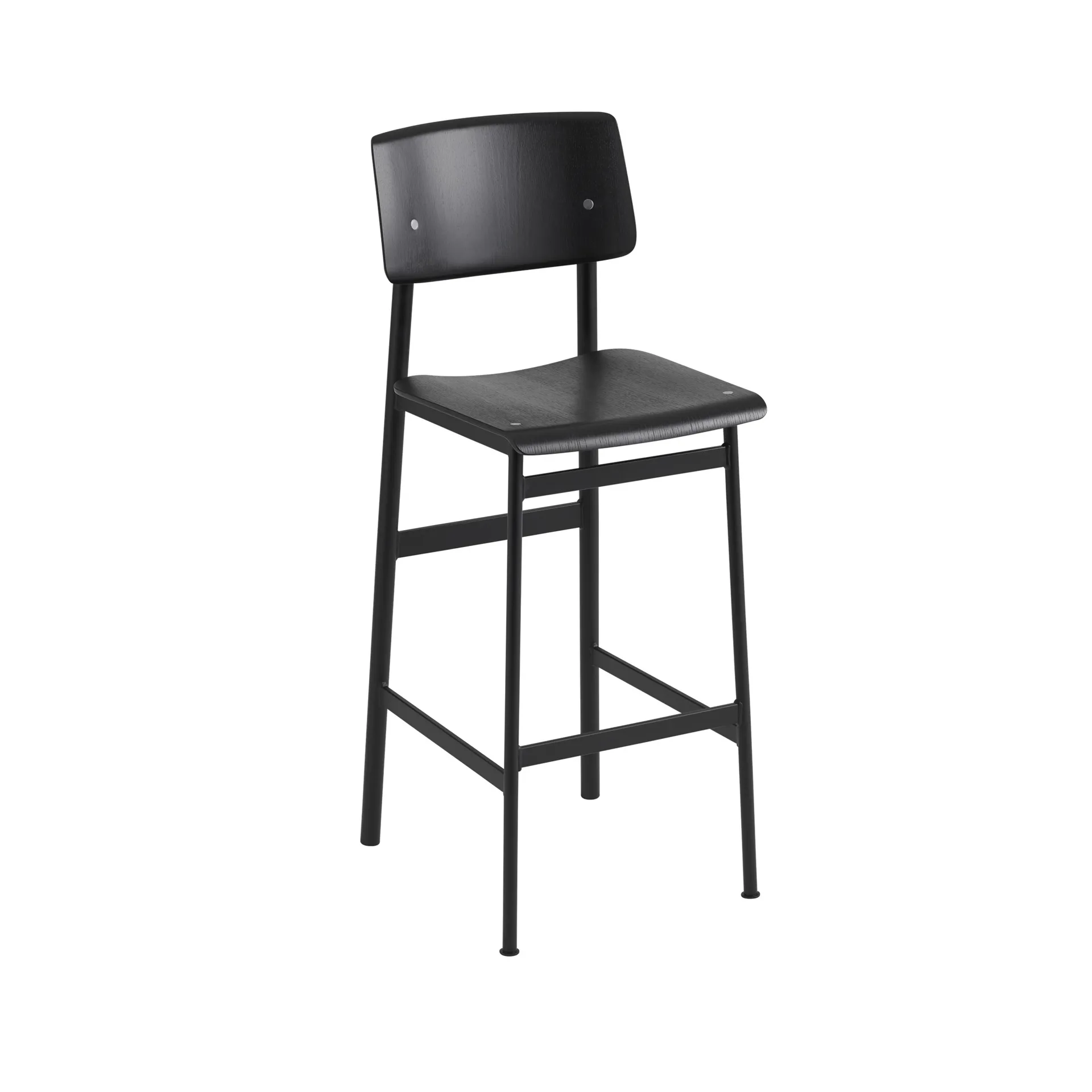 Loft barstool, Black, high, black steel legs Muuto