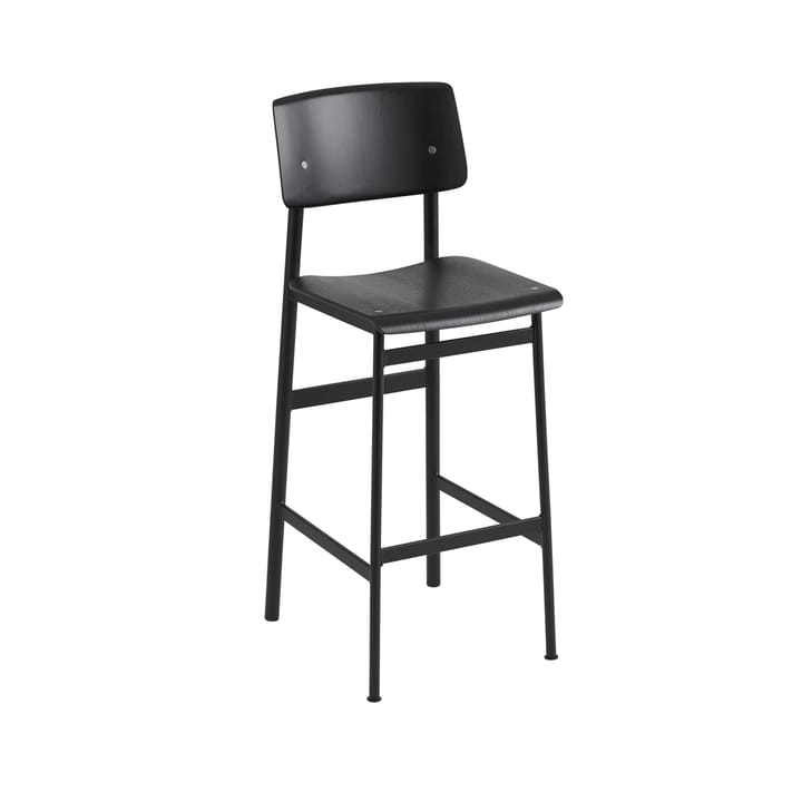 Loft barstool - Black, high, black steel legs - Muuto