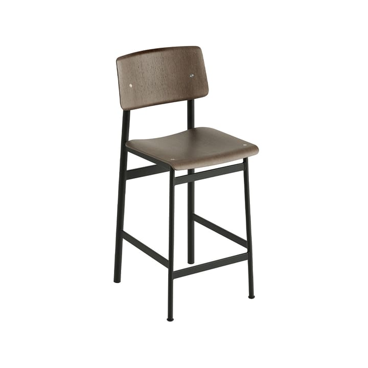 Loft barstool - Stained dark brown, low, black steel legs - Muuto