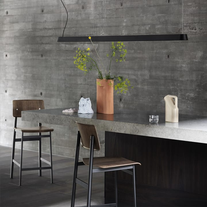 Loft barstool, Stained dark brown, low, black steel legs Muuto