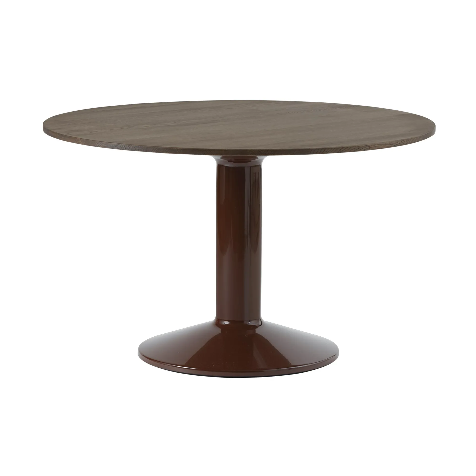 Midst pedestal table Ø120 cm, Dark Oiled Oak-Dark Red Muuto