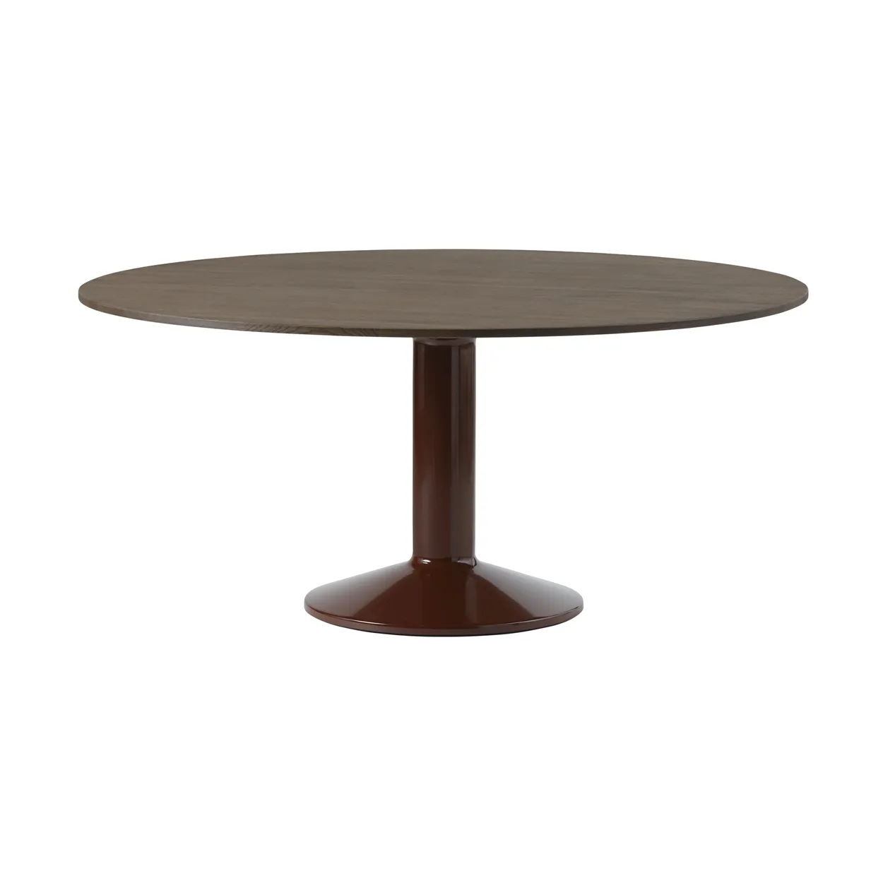 Muuto Midst pedestal table o160 cm Dark Oiled Oak-Dark Red