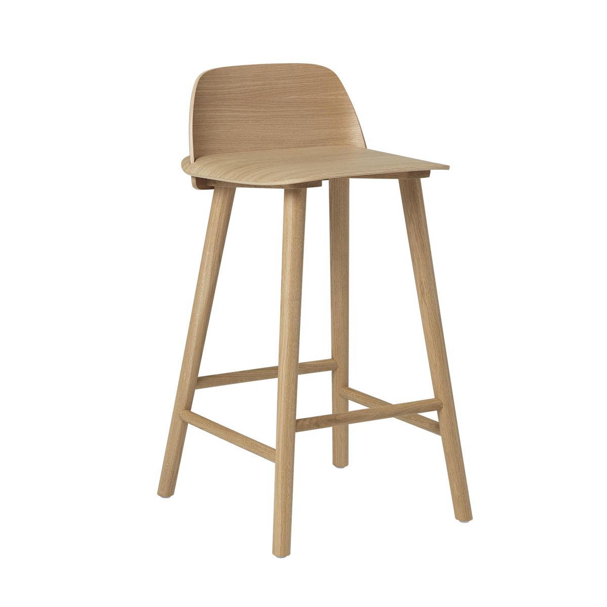 Muuto Nerd Bar Stool 65 Cm Oak | Scandinavian Design | Bar stools | Brown