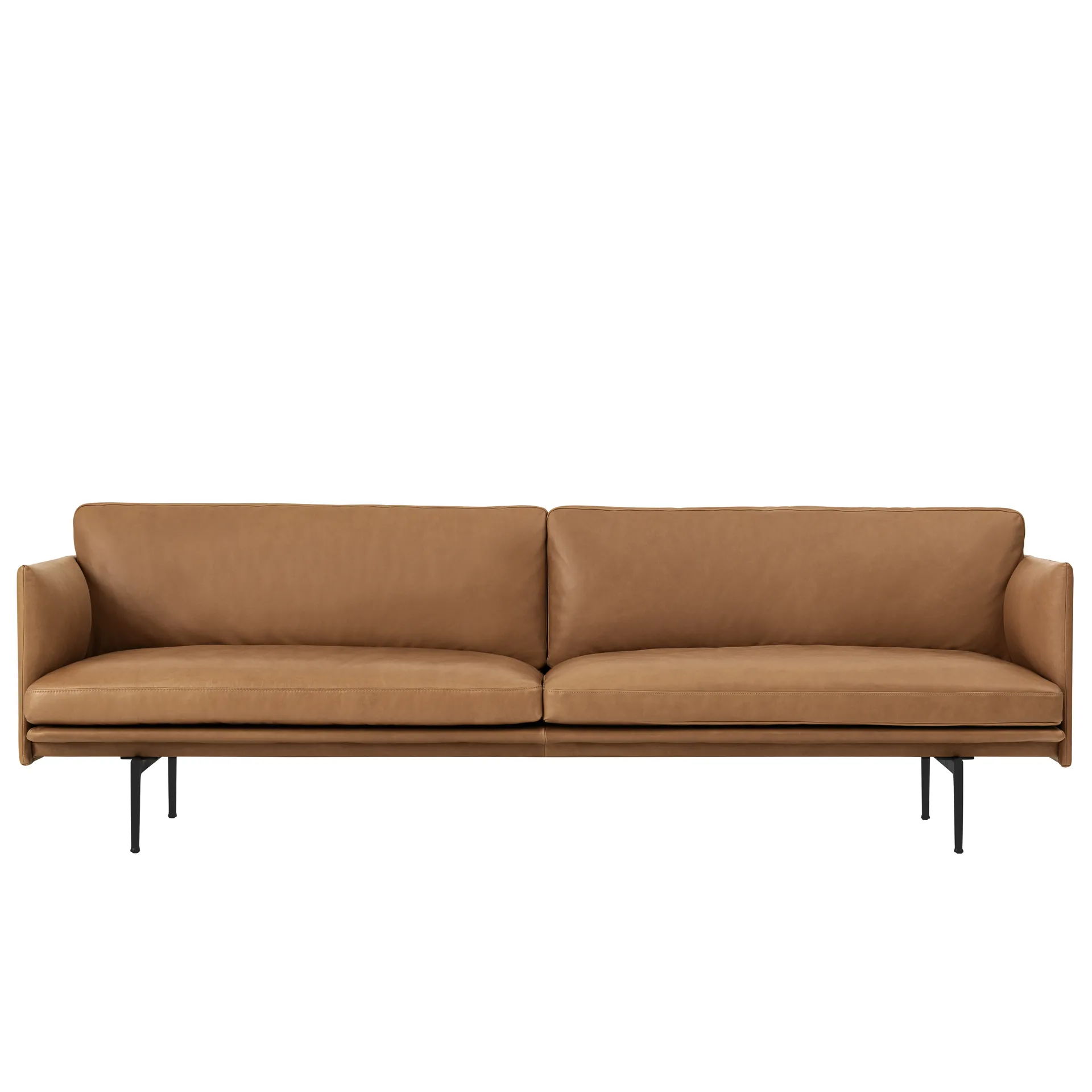 Outline 3-seater sofa leather, Cognac-black leg Muuto