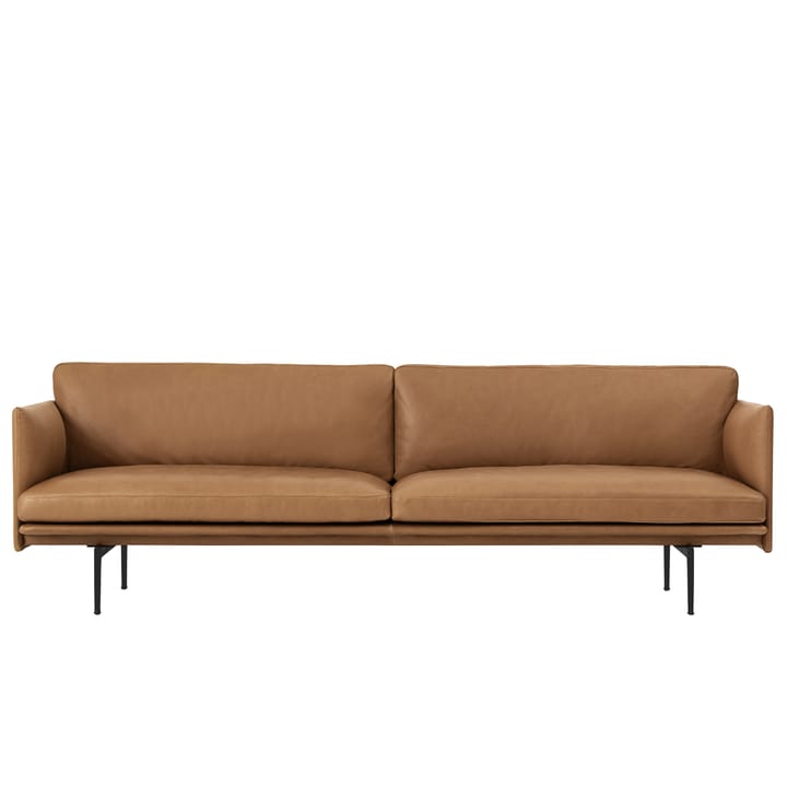 Outline 3-seater sofa leather - Cognac-black leg - Muuto