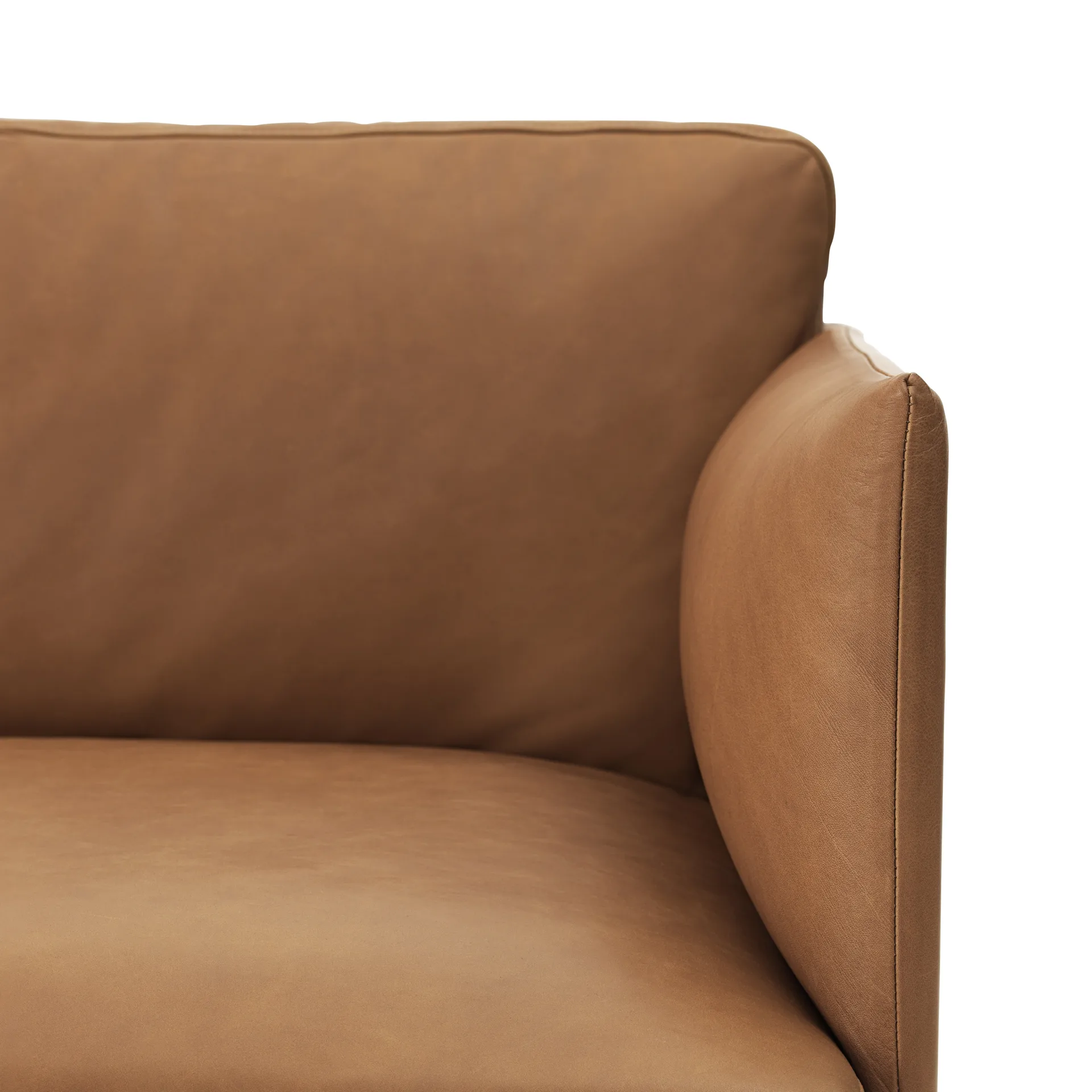 Outline 3-seater sofa leather, Cognac-black leg Muuto