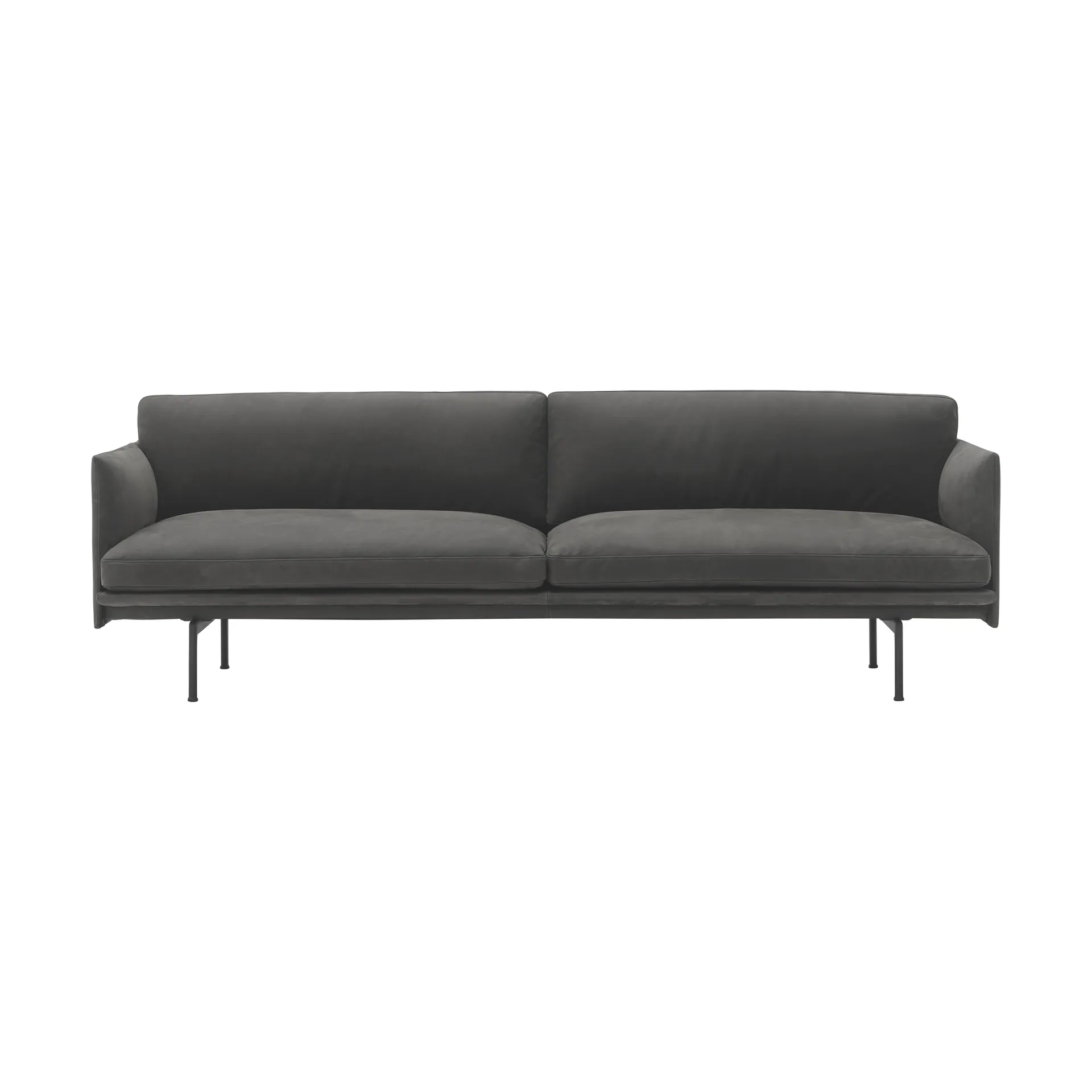 Outline 3-seater sofa leather, Grace leather Camel-black legs Muuto