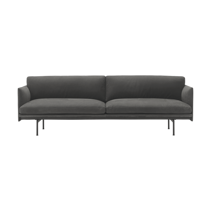 Outline 3-seater sofa leather - Grace leather Camel-black legs - Muuto