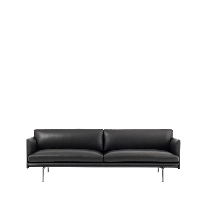 Outline 3-seater sofa leather - Refine black-aluminum leg - Muuto