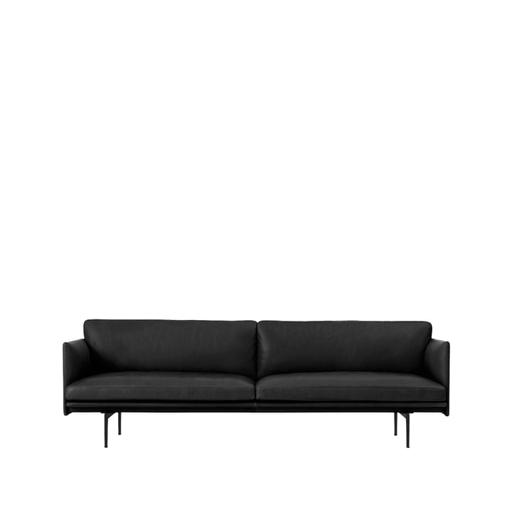 Outline 3-seater sofa leather - Refine black-black leg - Muuto