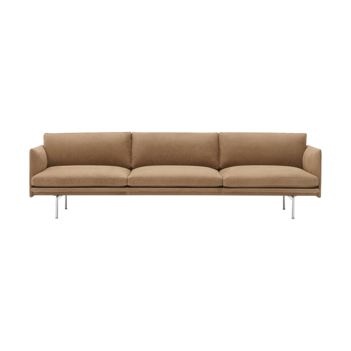 Outline 3.5-seater sofa polished aluminum - Grace leather Camel - Muuto