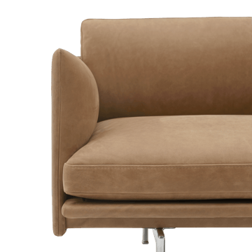 Outline 3.5-seater sofa polished aluminum - Grace leather Camel - Muuto