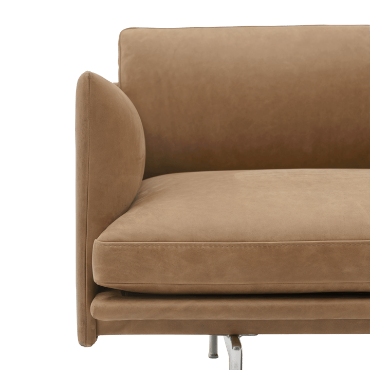 Outline 3.5-seater sofa polished aluminum - Grace leather Camel - Muuto