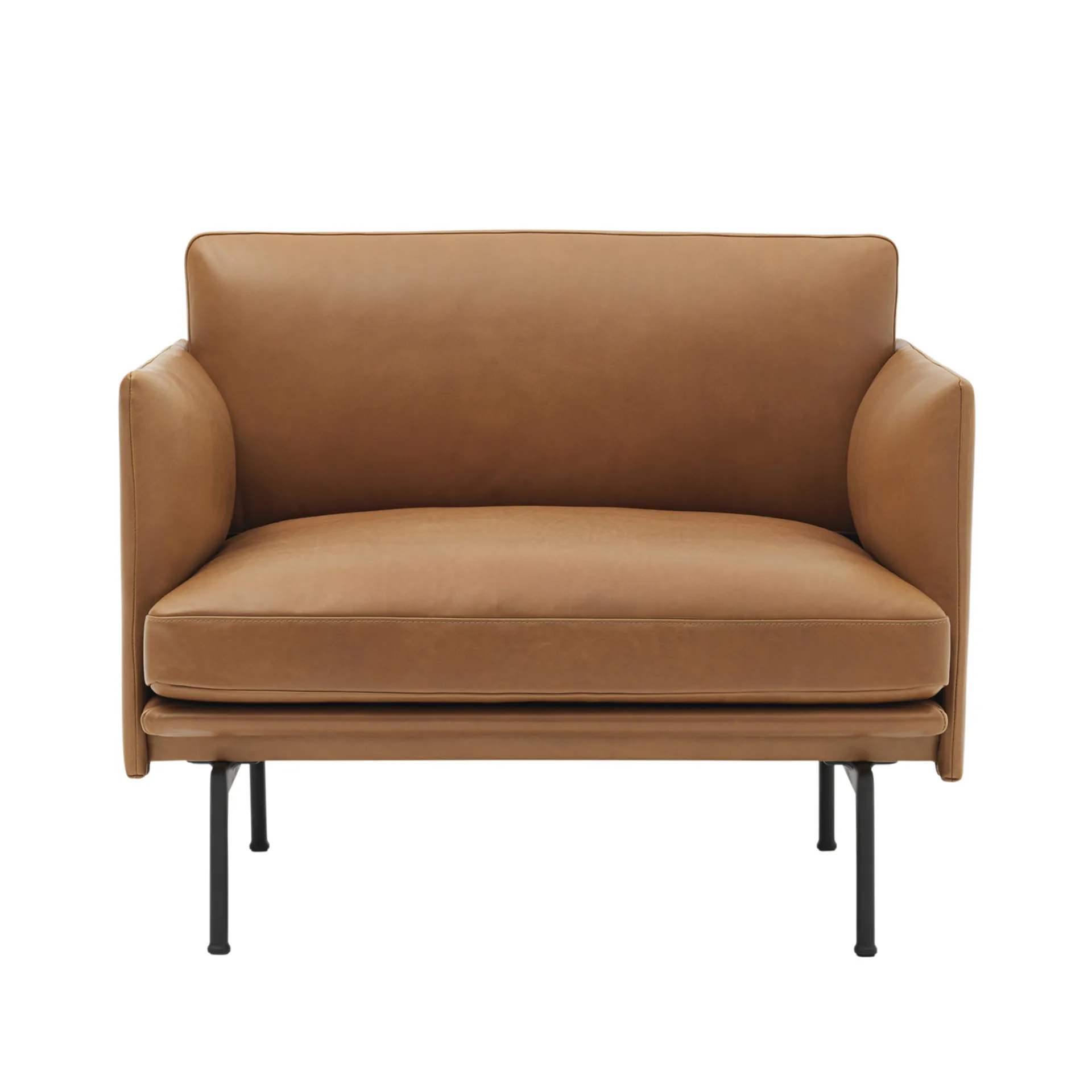 Outline armchair leather, Refine leather cognac-Black Muuto