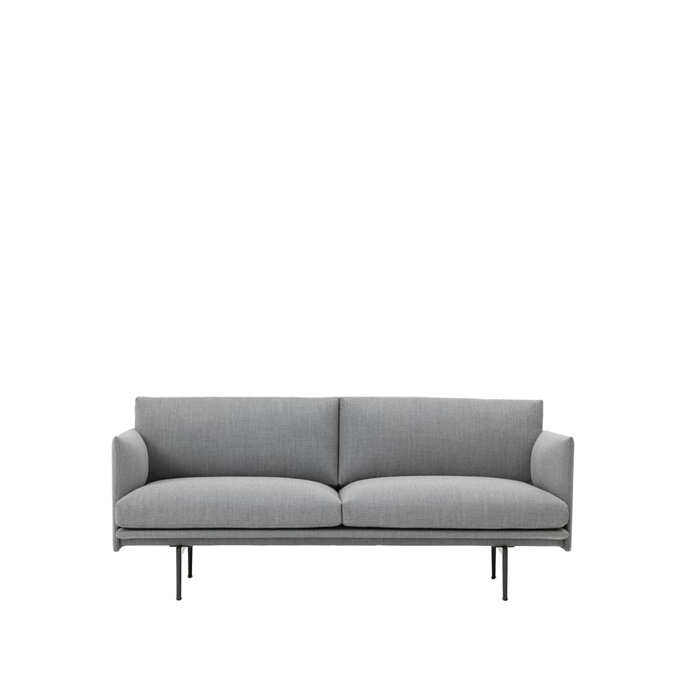 Muuto Outline sofa 2-seat Fiord 151 grey-Black | Scandinavian Design | Sofas | Grey