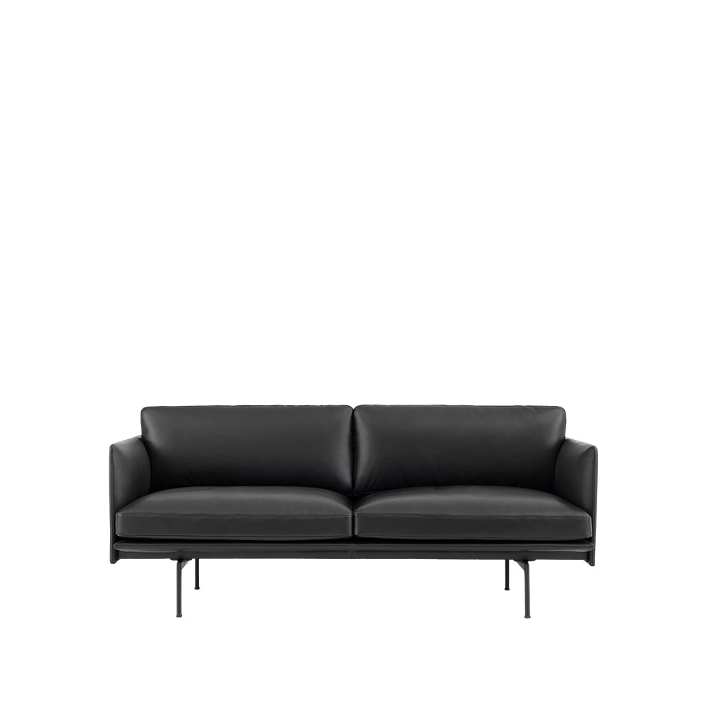 Muuto Outline sofa 2-seat Refine leather black-Black