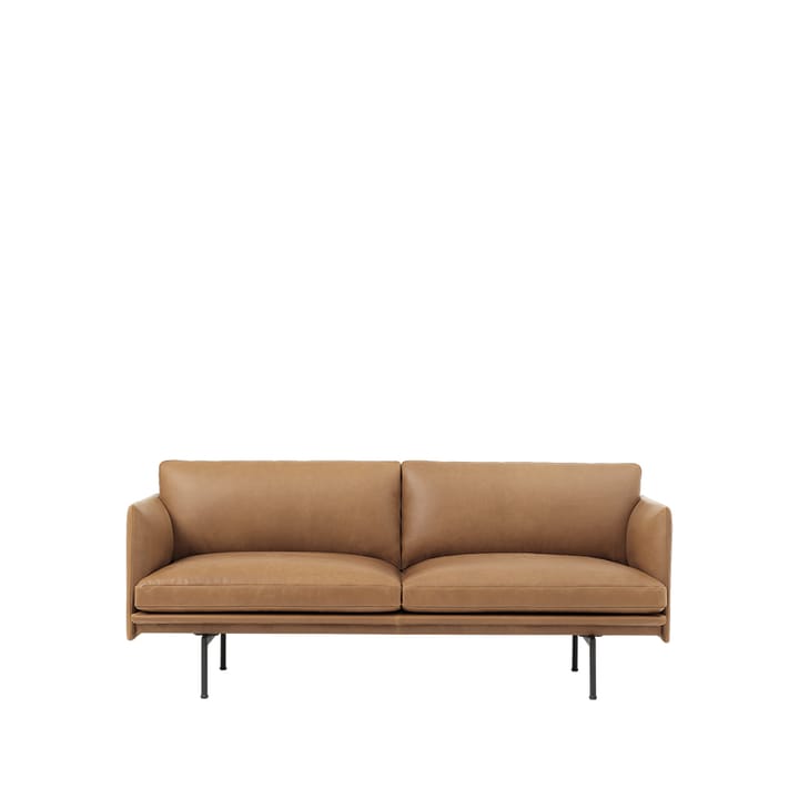 Outline sofa 2-seat - Refine leather cognac-Black - Muuto