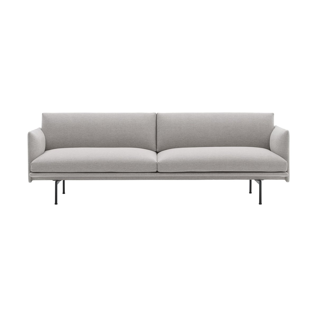 Muuto Outline sofa 3-seat fabric Clay 12-Black | Scandinavian Design | Sofas | Grey