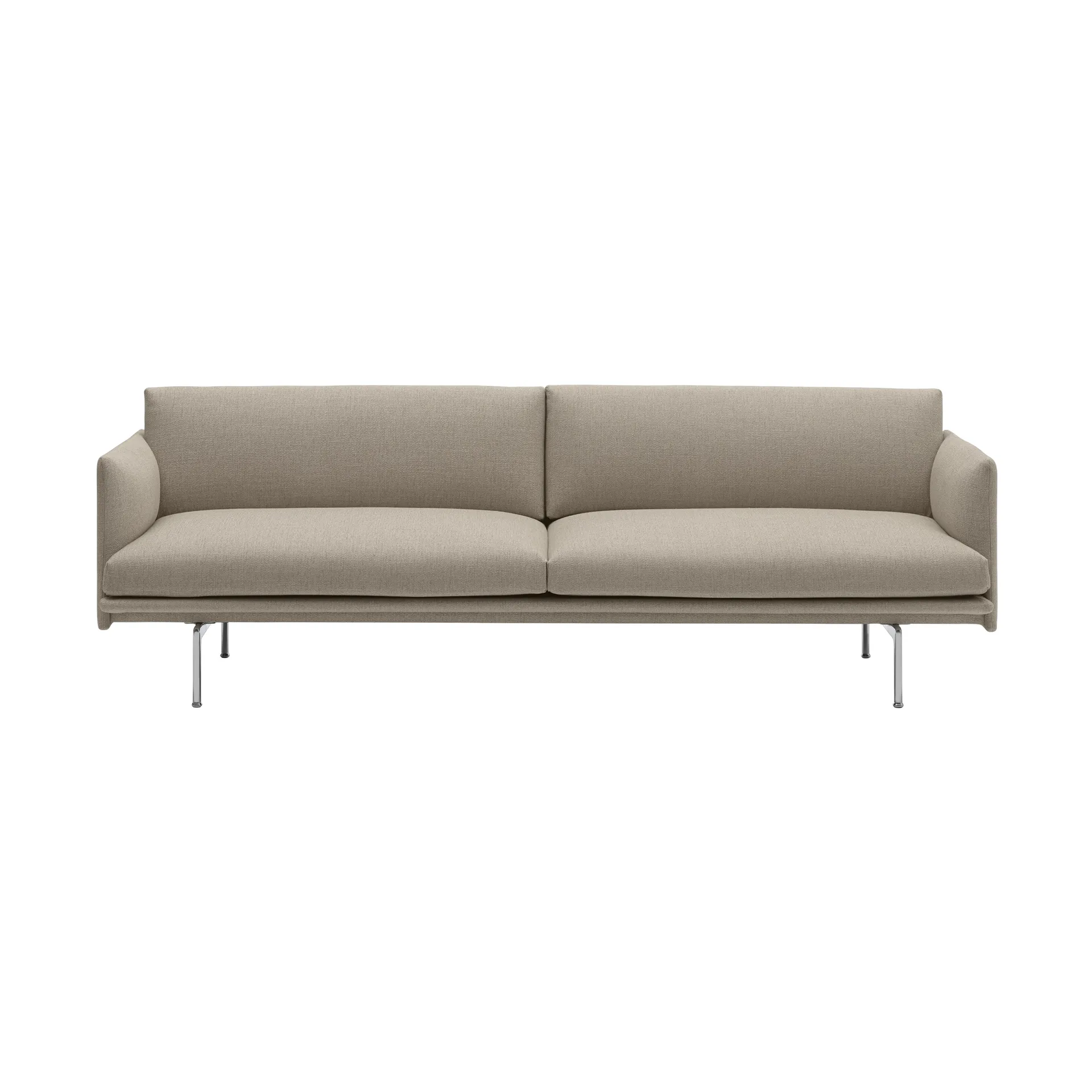 Outline sofa 3-seat fabric, Ecriture 240-Polished Aluminum Muuto