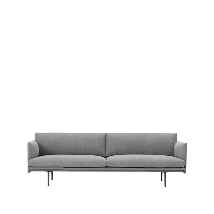 Outline sofa 3-seat fabric - Fabric fiord 151 grey. black leg - Muuto