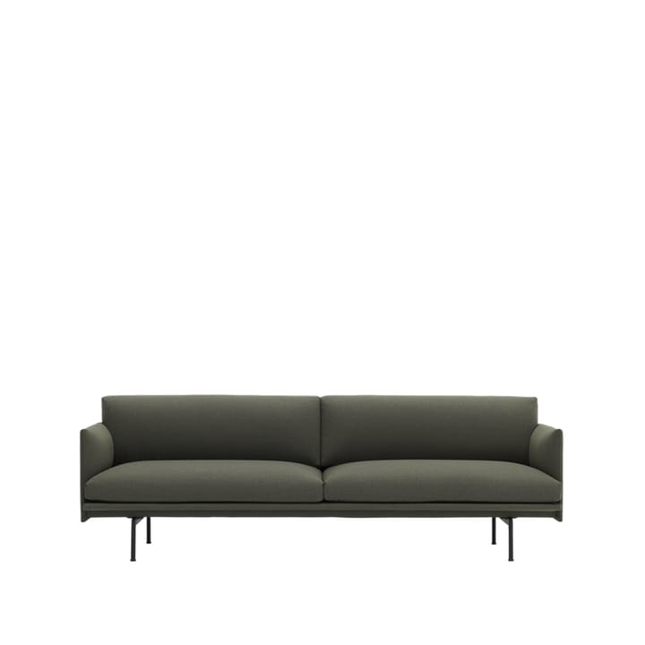 Outline sofa 3-seat fabric - Fiord 961 green-black leg - Muuto