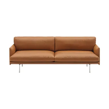 Outline Soft sofa - Refine Leather Cognac-aluminium legs, 3 seater - Muuto