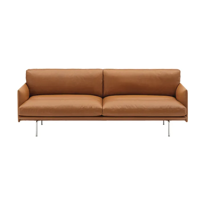 Outline Soft sofa - Refine Leather Cognac-aluminium legs, 3 seater - Muuto