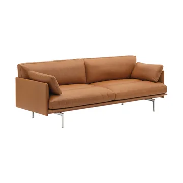 Outline Soft sofa - Refine Leather Cognac-aluminium legs, 3 seater - Muuto