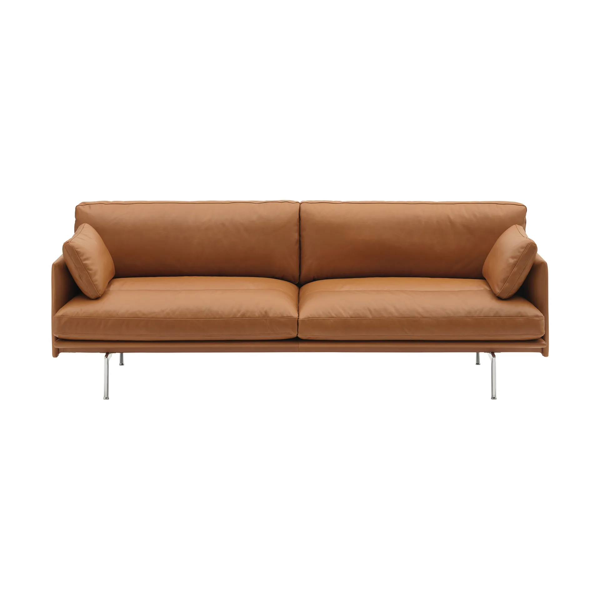 Outline Soft sofa, Refine Leather Cognac-aluminium legs, 3 seater Muuto